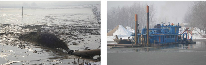 绞吸式挖泥船河道疏浚作业