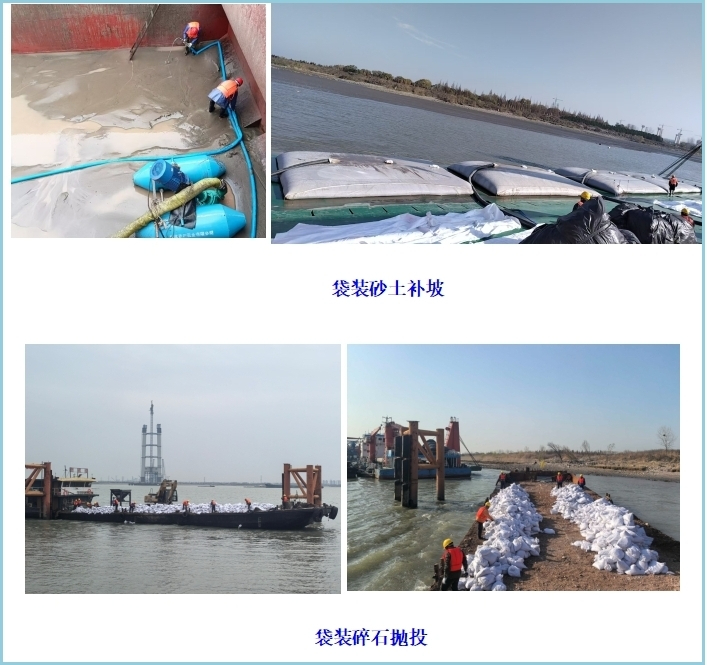 张靖皋长江大桥民主沙右缘守护工程-铺设砂袋